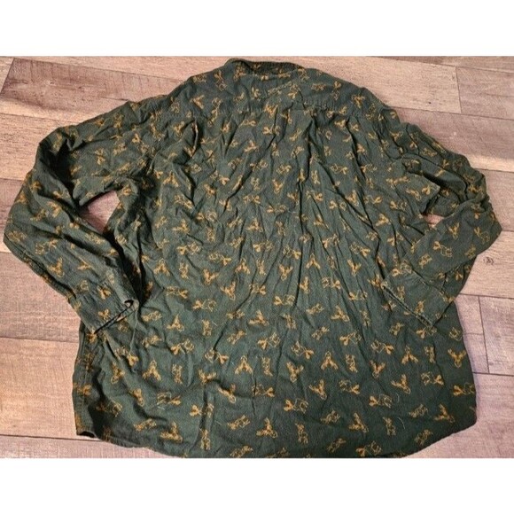 Duluth Trading Flannel Green Stag Relaxed Fit Untucked Button Down Shirt 2XLT - Picture 6 of 7